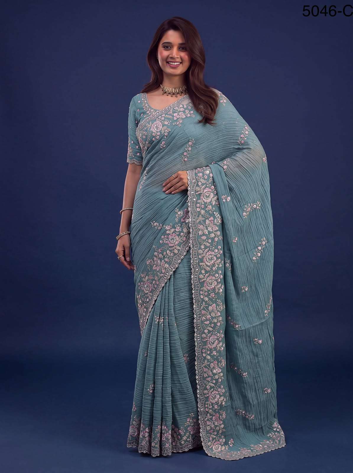  Extraordinary with Beautiful Color made of Premium Pure Bamburg fabric Wedding Saree wholesale in surat 5046